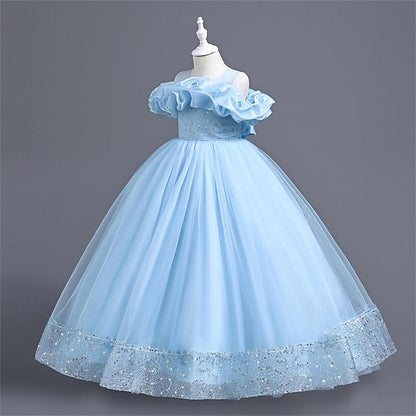 Girls' Color Girl Party Solid Dress Flower 3D