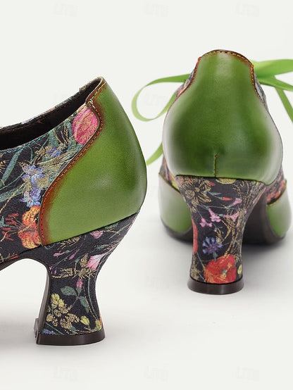 Jane Green Heels Leather with Mary Women's Floral Print