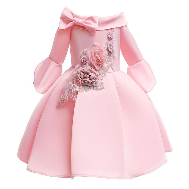Sleeve Party Formal 3/4 Floral Dress Girls' Kids Length