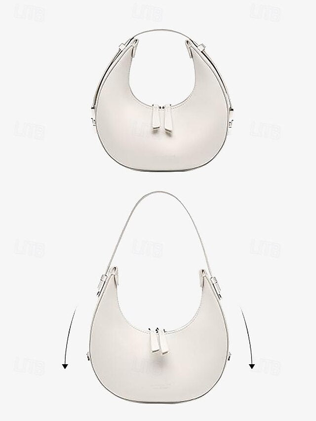 Crescent Silver Ivory with Bag Hobo - Elegant Hardware Sleek
