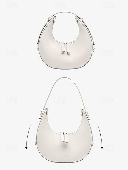 Crescent Silver Ivory with Bag Hobo - Elegant Hardware Sleek
