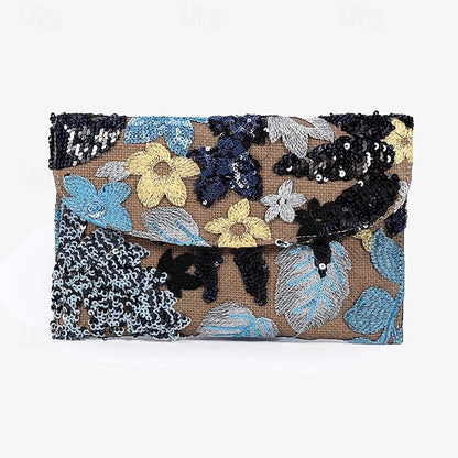Women's Embroidered Floral Bag Handheld Evening - Clutch