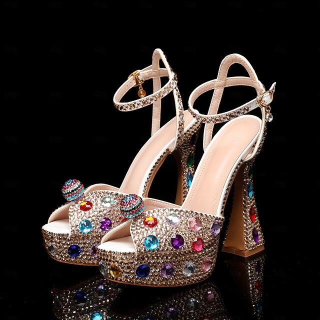 Women's – Colorful Rhinestone Sandals Platform Sparkly