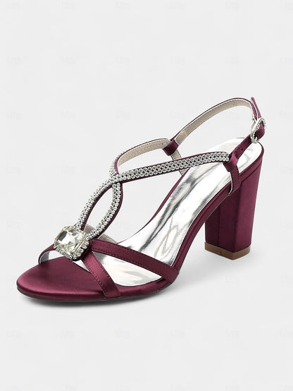 Sandals Satin Blue Royal Women's Elegant Rhinestone –