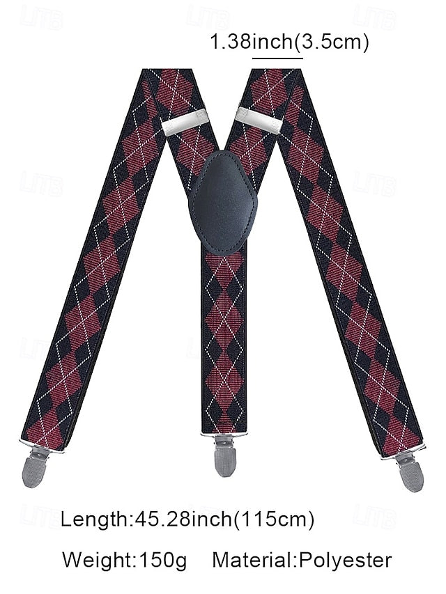 Men's Clip-On Classic Suspenders Pattern Argyle –