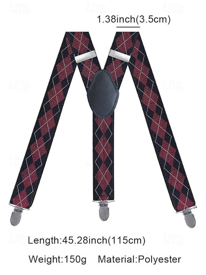 Men's Clip-On Classic Suspenders Pattern Argyle –