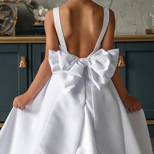 Color Flower Girl Solid Party Dress Girls' Kids