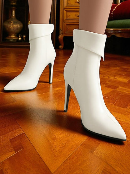 Women's Gold Boots Metallic Stiletto Pointed - Toe Ankle