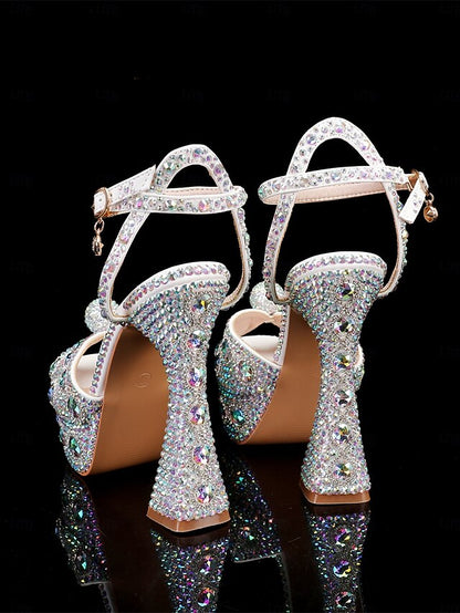 with Sandals Platform Crystal-Embellished Women's Glamorous