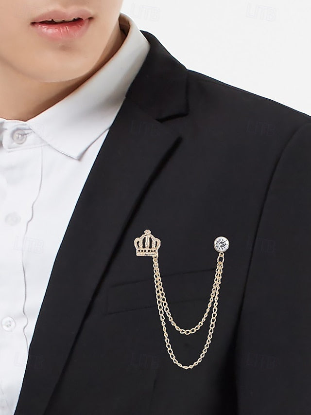 Detail Bow Men's Velvet with – and Crown Chain Tie