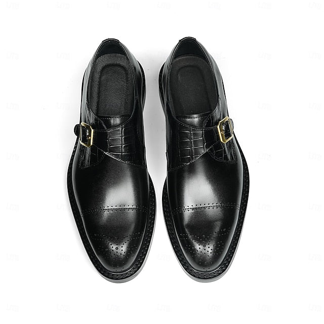 First Black Men's Monk Strap Genuine Leather Shoes