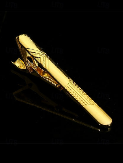 for with Design Elegant Inlay Tie Sleek Men Clip Gold Black –