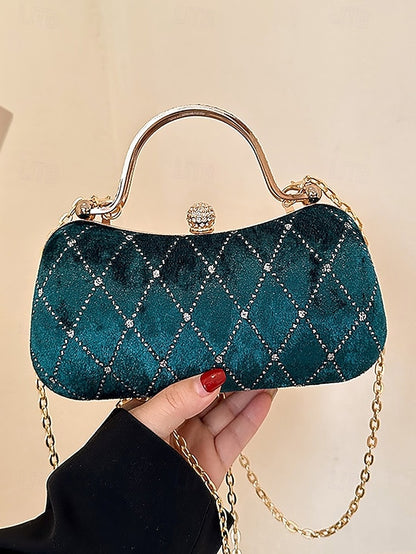 with - Purse Accents Quilted Evening Velvet Women's Diamond