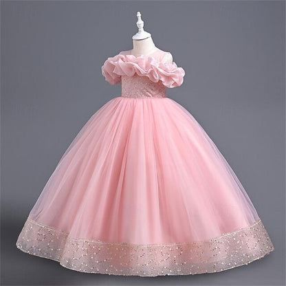 Girls' Color Girl Party Solid Dress Flower 3D