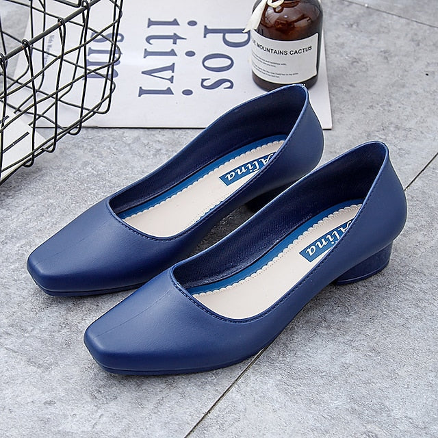 Slip-On Round Pumps – Heel Toe Women's Black Low Classic