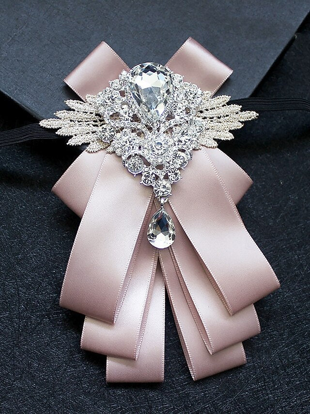Pin Crystal - Men's Tie Elegant Luxury Ribbon Brooch Bow