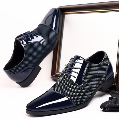 Faux Shoes Lace-Up Men's Black Patent Leather Formal