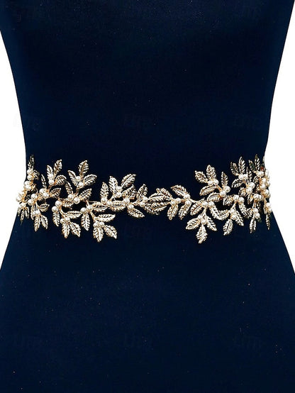 Belt Pearl Leaf Gold – Accents Elegant with Bridal