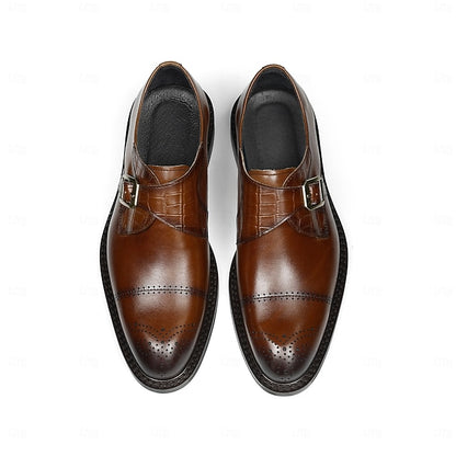 First Black Men's Monk Strap Genuine Leather Shoes