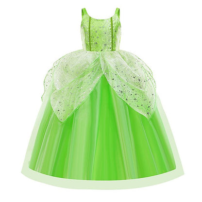Theme Bell Flower Girl Tinker Dress Princess Tiana Fairytale