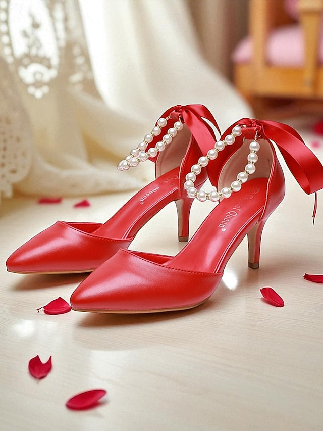 with Pearl Kitten - Heel Strap Bow Ankle Women's Blue Pumps