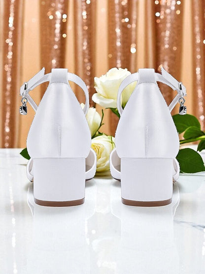 Burgundy Women's Heel with Satin Wedding Shoes Block