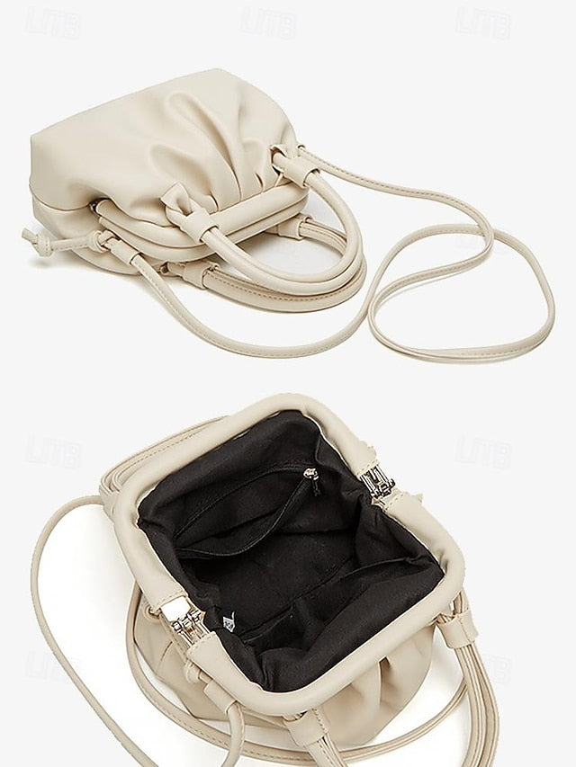 with Drawstring Handbag – Women's Closure Elegant Cream