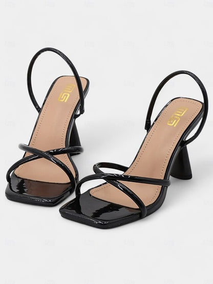 Sandals Strappy Square Beige – Design with Toe Heeled