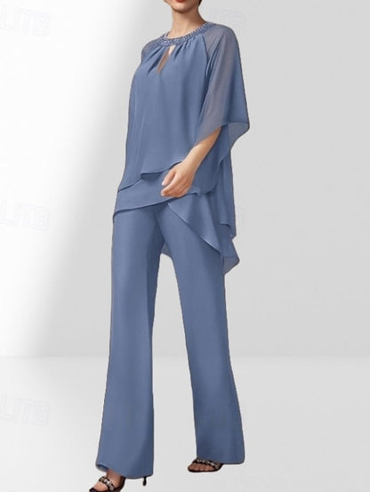 Bride Mother of Dress Piece Guest Wedding the Two Pantsuit