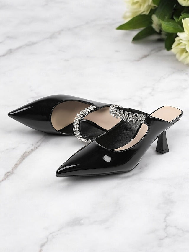 Embellished Pointed-Toe Slip-On Heeled Rhinestone Women's
