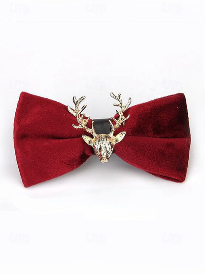 Bow with Velvet Pin Men's Deer Tie Gold Head