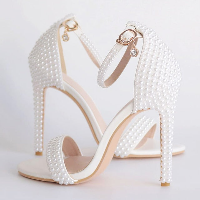 Pearl-Embellished Shoes Elegant Wedding Women's High Heel