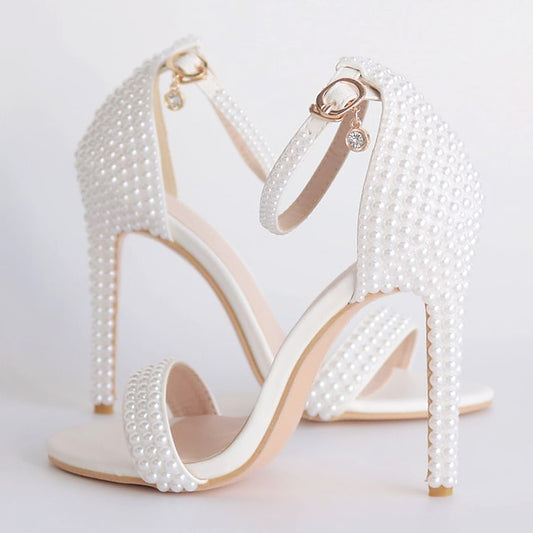 Pearl-Embellished Shoes Elegant Wedding Women's High Heel