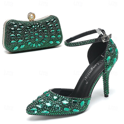 Rhinestone Women's with Heel High Shoes Wedding Multicolor