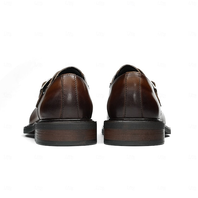 First Black Men's Monk Strap Genuine Leather Shoes