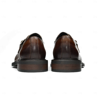 First Black Men's Monk Strap Genuine Leather Shoes