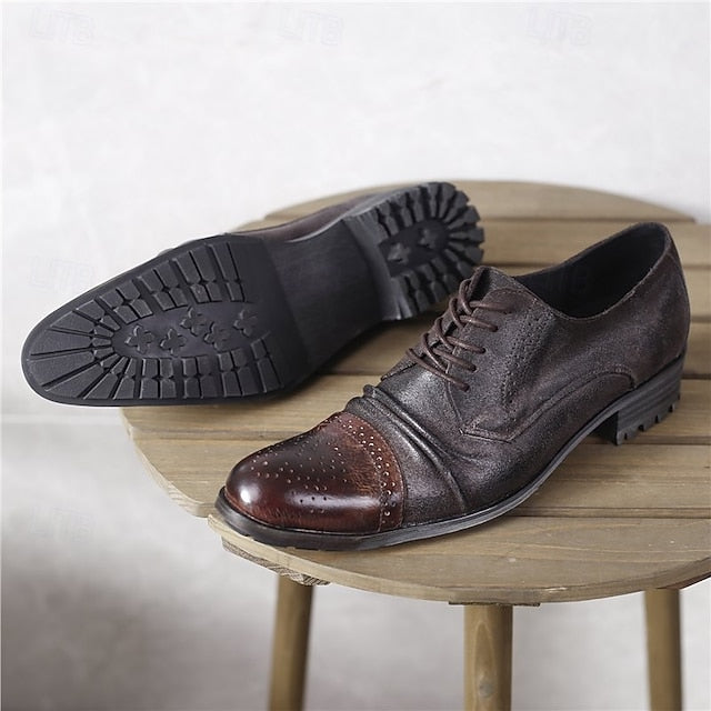 Oxford Leather Genuine – Men's Shoes Brogue Vintage