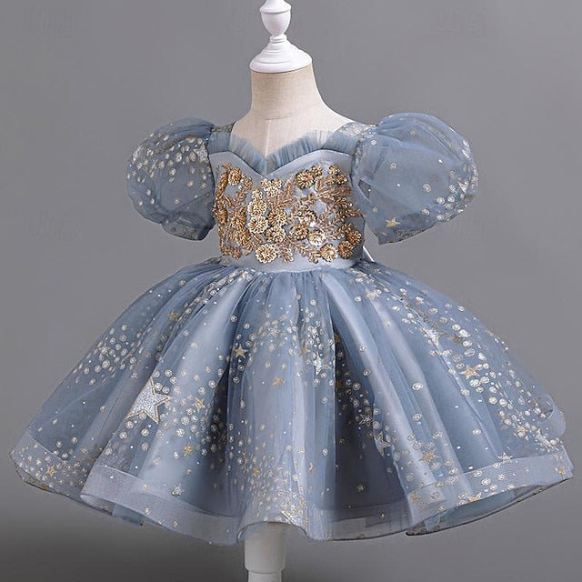 Kids Dress Floral Party Girl Girls' Sequin Flower