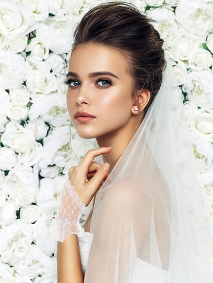 Lace Wedding Elegant Fingerless Bridal – Gloves White