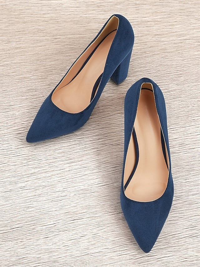 Classic Toe High Suede Heels Pointed | Heel Women's Block