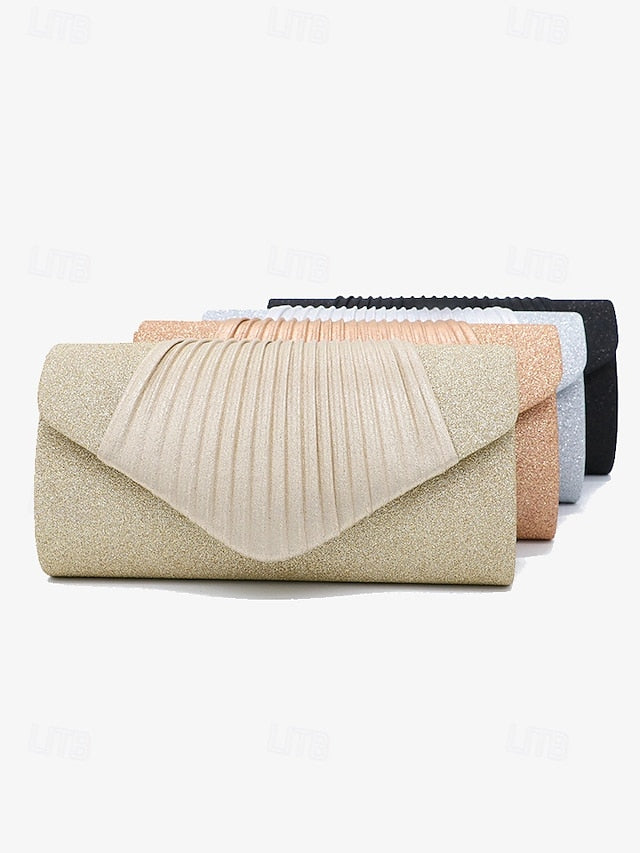 Champagne Bag Design – Clutch Pleated with Glitter Evening