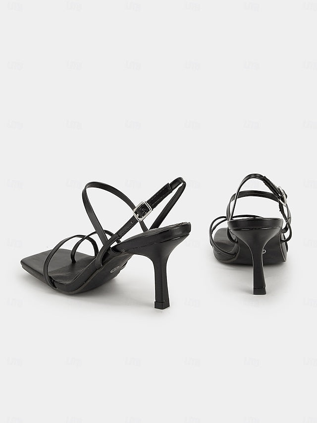 Toe - Heel Nude Women Square for Strappy Minimalist Sandals High