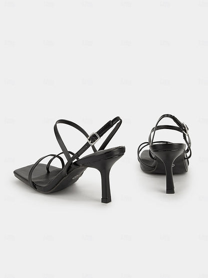 Toe - Heel Nude Women Square for Strappy Minimalist Sandals High