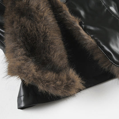Comfortable Buttons Fur Jacket Warm Collar Women's Casual