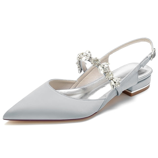 Women's Heel Shoes Flat Crystal Bridal Wedding