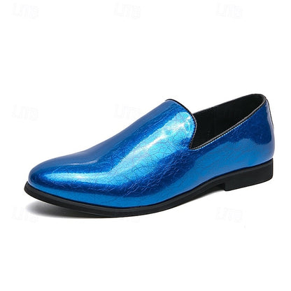Men's Loafers Fashionable Gold – Metallic Slip-On Shiny