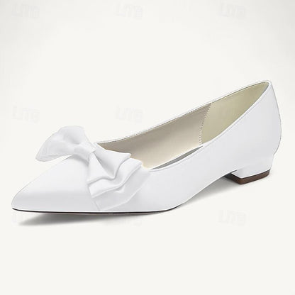 Wedding Flats Party Pointed Heel Low Bowknot Women's Shoes