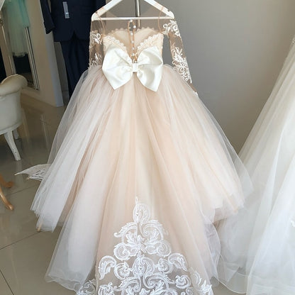 Party Girls' Flower Kids Girl Long Dress Solid Color
