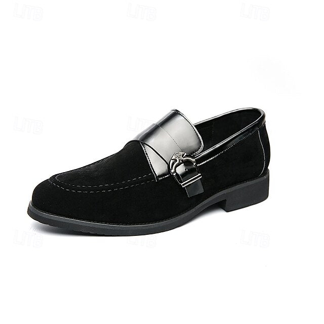 Men's Patent with Loafers Leather and Metal Strap Suede