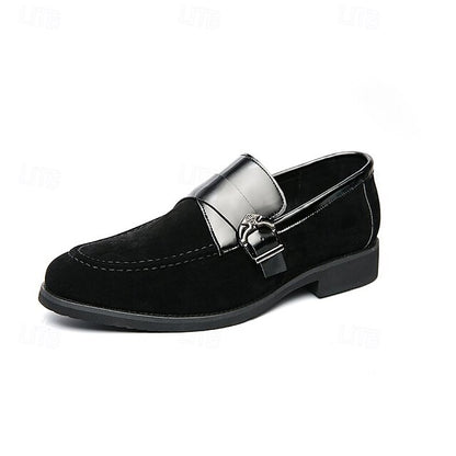 Men's Patent with Loafers Leather and Metal Strap Suede
